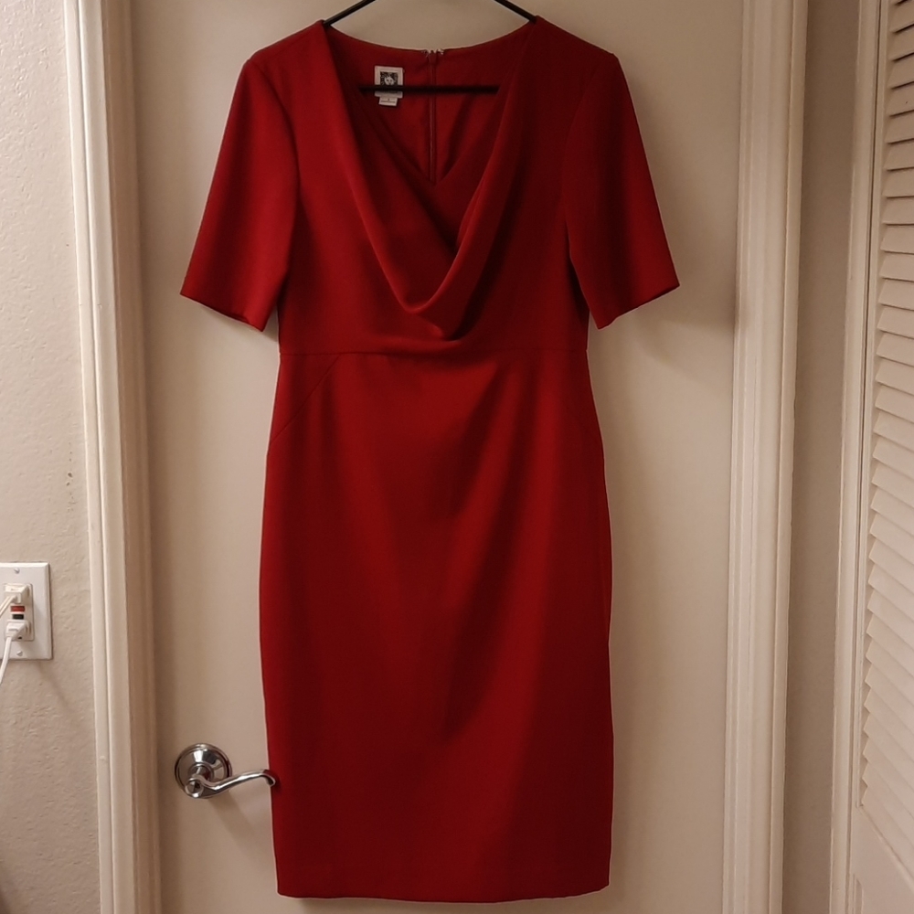 Anne Klein Red Cowl Neck Dress